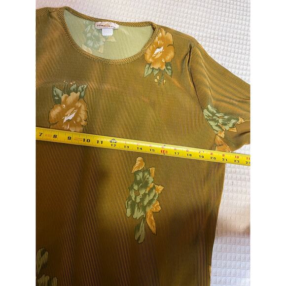 Tomorrow U.S.A. Yellow/ Gold Pleated Floral Silky Y2K Boho Pant Set XXL - Picture 6 of 16